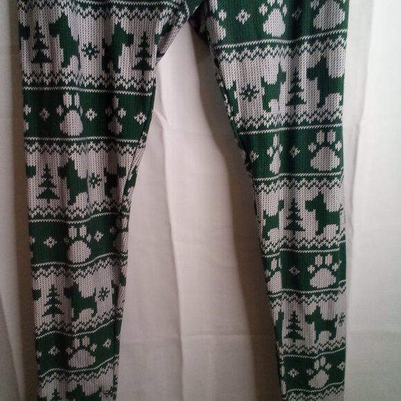 Lularoe Leggings Women Tall Curvy Plus Christmas Dogs Scottie Green White - Picture 5 of 13